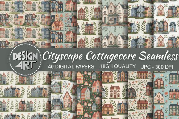 Blending Urban Charm with Rustic Whimsy: The Rise of Cityscape Cottagecore Seamless Pattern Designs