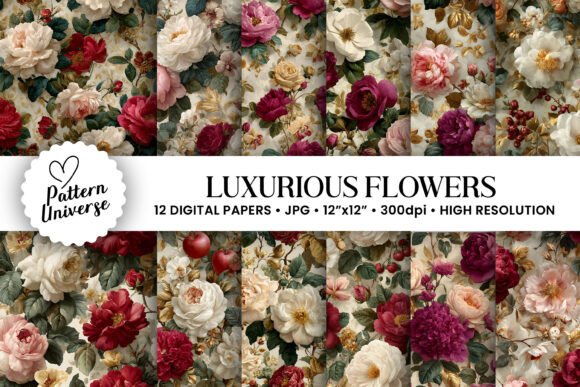Elevating Creative Projects with Luxurious Wedding Flower Digital Papers