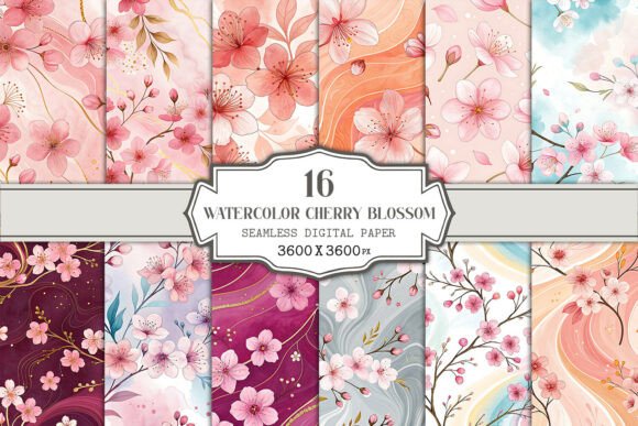 Elevating Digital Design with Watercolor Cherry Blossom Seamless Paper