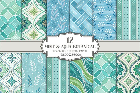 Mastering Digital Design with the Mint Aqua Botanical Seamless Pattern Collection