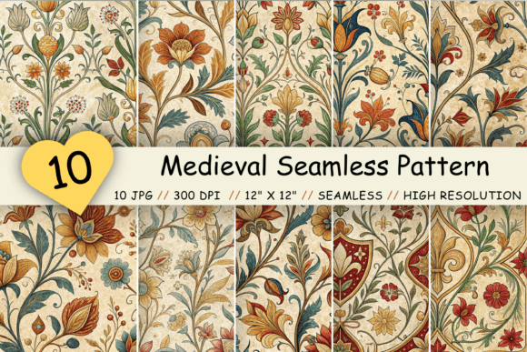 Medieval Seamless Digital Paper Pack for Crafters