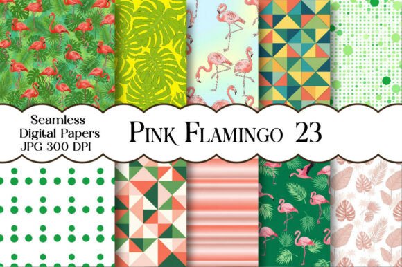Pink Flamingo Digital Paper: Vibrant Tropical Designs