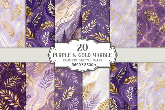 Purple Gold Marble Textures Seamless for Design