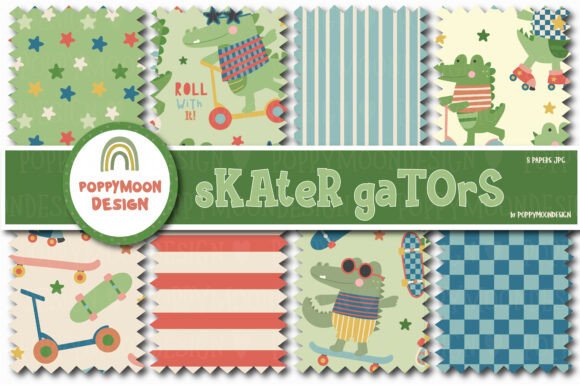 Skater Gator Paper Set: Fun Designs for Kids