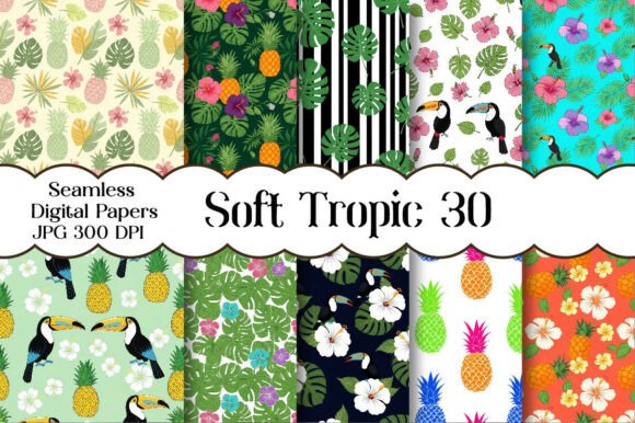 Soft Tropic Digital Papers: Tranquil Design