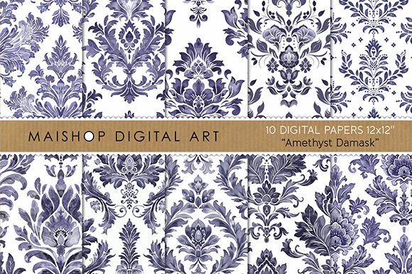 Strategic Design Decisions: Leveraging Amethyst Damask Seamless Digital Paper for Brand Elevation