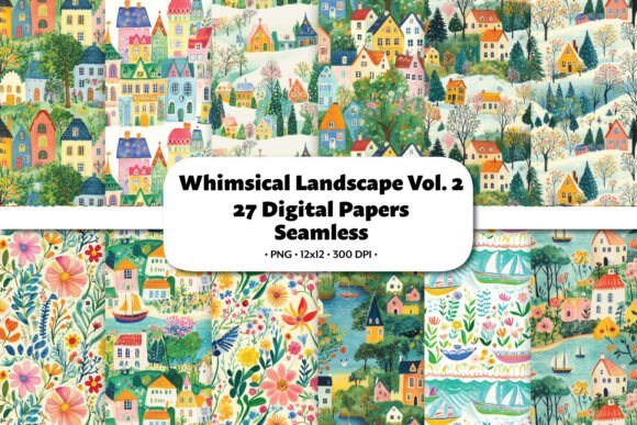 Unlocking Creative Potential with Whimsical Landscape Vol.2 Seamless Patterns